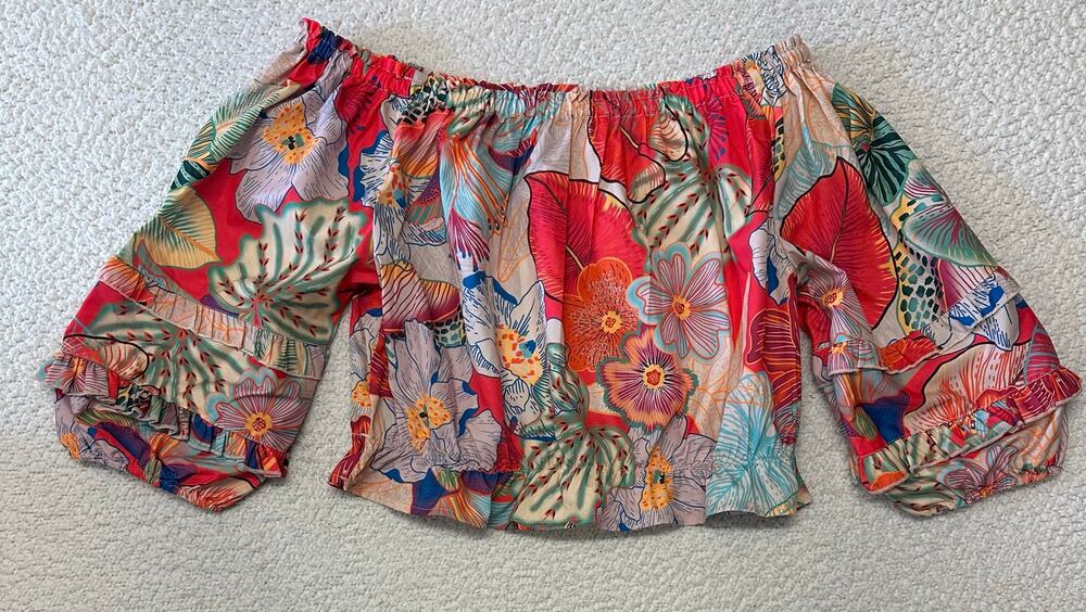 NWT* Rachel Zoe Tropical Floral Off Shoulder Cropped Top Medium